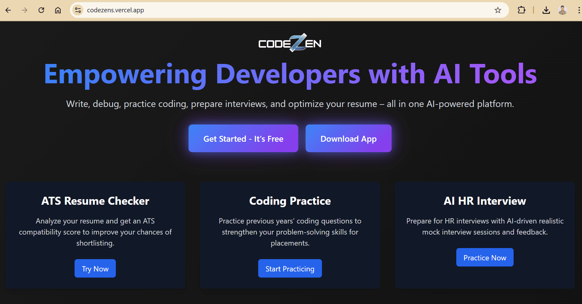 CodeZen user interface